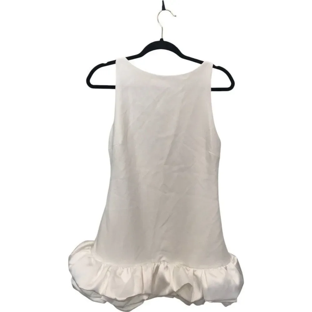 Zara Womens Playsuit Mini Dress Size L White Voluminous Puff hem 8453/777 NWT